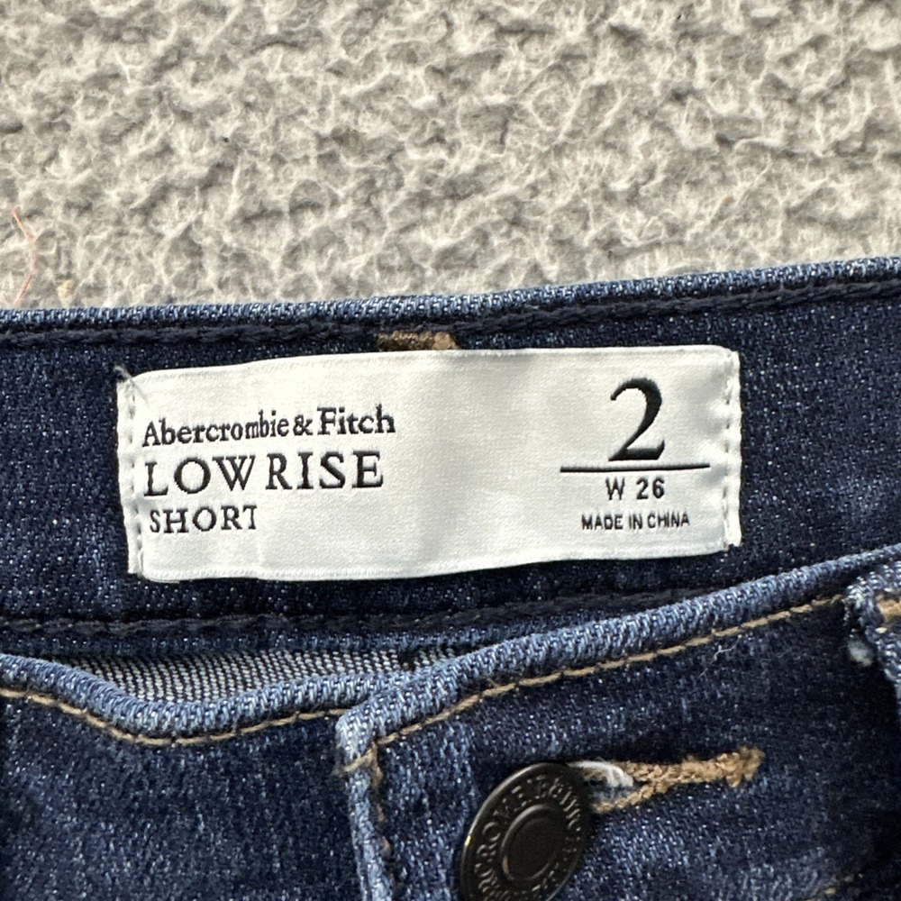 Y2K Abercrombie & Fitch Low Rise Denim Jean‎ Shorts 2" Cuffed Distressed Women 2 - Picture 3 of 7